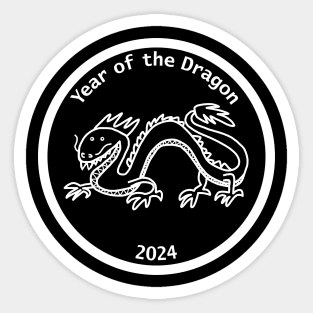 Year of the Dragon 2024 White Line Sticker